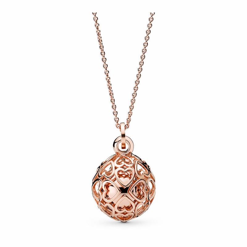 Pandora Australia Rose™ Harmonious Hearts Chime Necklace | AYUDOE753